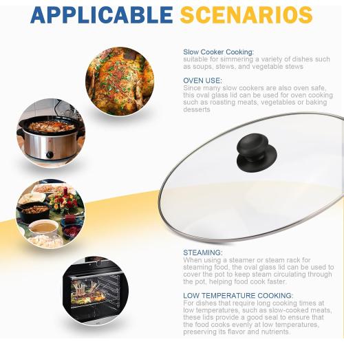 Oval Glass Crock Pot Lid 6 Quart for Hamilton Beach Slow Cooker 6 qt