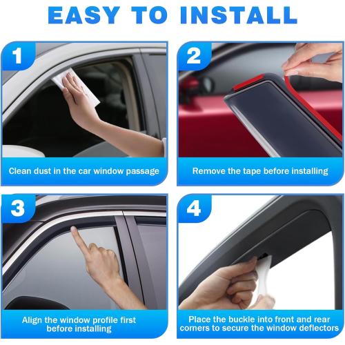 in-Channel Window Visors Rain Guards for Chevy Silverado/GMC Sierra 1500 2019-2025 Crew Cab, Window Deflectors Vent Visors for 2019-2025 Silverado 1500 Crew Cab, 4 Full-Size Doors