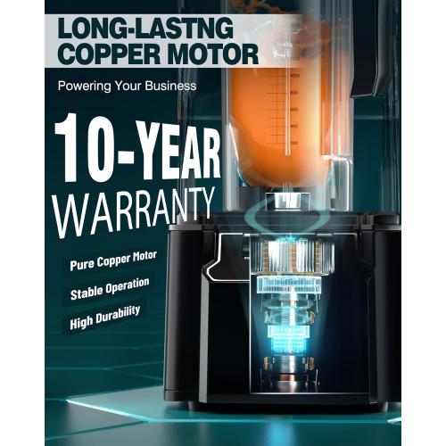 WantJoin Professional Commercial Blender With Shield Quiet Sound Enclosure 2200W Industries Strong and Quiet Professional-Grade Power, Self-Cleaning, Black