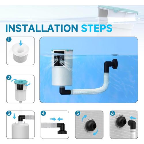 Above Ground Pool Skimmer,No Installation Required, no Adjustable Bracket Required,Comes with 10 Filter Socks, Special Note: The Pool Pump Flow Rate Must not Exceed 2100 GPH(Turquoise)