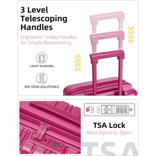 Carry On Luggage 22x14x9 Airline Approved, 20 Inch Expandable PC ABS Hardside Suitcase Carry On Luggage with Spinner Wheels for Women Men (Very Berry)