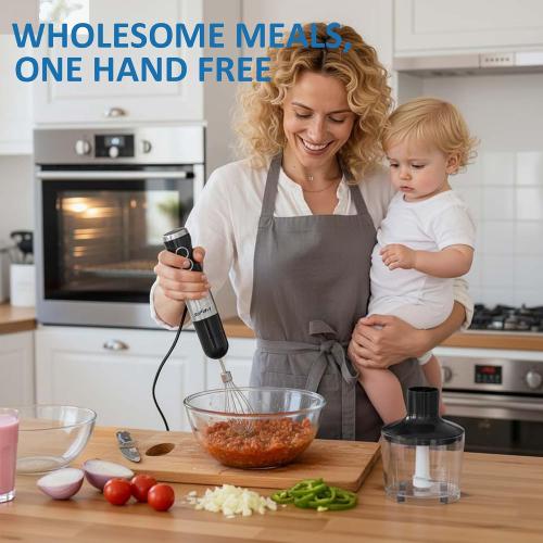 1000W Professional Hand Blender, 12-Speed Heavy Duty Immersion Blender with 10 Attachments, 20OZ Food Chopper, Stainless Steel Whisk, Milk Frother for Commercial Use
