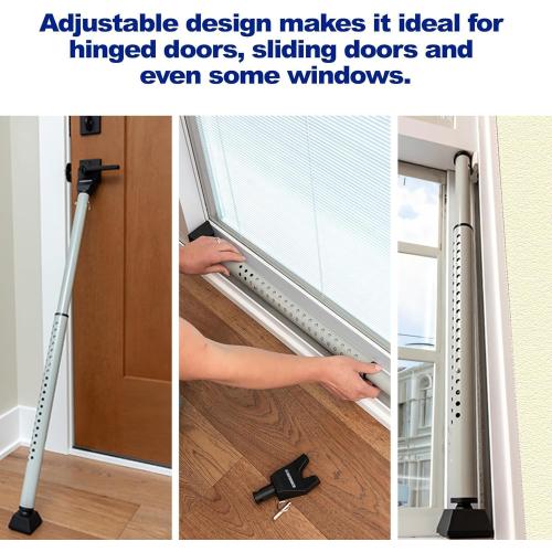 BRINKS Door Security Bar - Adjustable Brinks Door Security Bar for Travel, School, Dorm and Home - Door Jammer for Hinged Doors and Sliding Door Security – Black