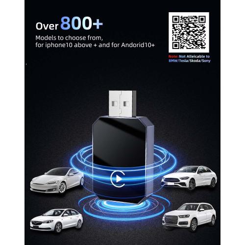 2 in 1 CarPlay Wireless Adapter & Android Auto Wireless Adapter, Low Latency for Cars with Built-in Carplay and Carplay for iPhone 10  & Android 11