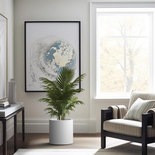 Dia Round Concrete Planter, Modern Style Large Cylindrical Plant Pot with Drainage Hole and Rubber Plug for Indoor Outdoor Patio, Pure White