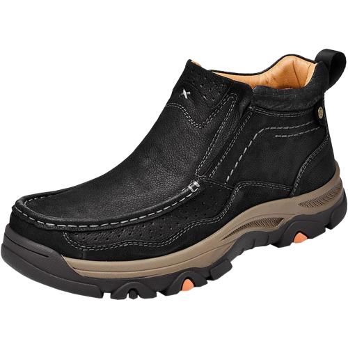Size 12 Mens Slip On Casual Loafers Classic Outdoor Leather Walking Hiking Shoes Comfortable for Work Office Dress Outdoor High Top