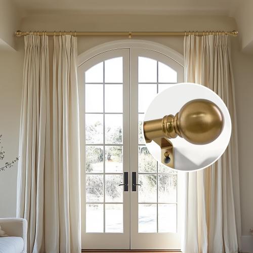 Warm Gold Curtain Rods for Windows Small 28 to 48 Inch 1 Diameter Short