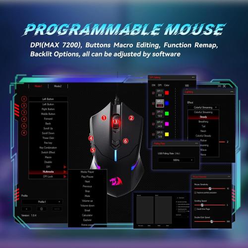 Redragon S101-3 PRO Gaming Keyboard and Mouse, RGB Backlit Programmable Keyboard Mouse with Software, Independent Macro Record Keys, Value Combo Set, New Update Version