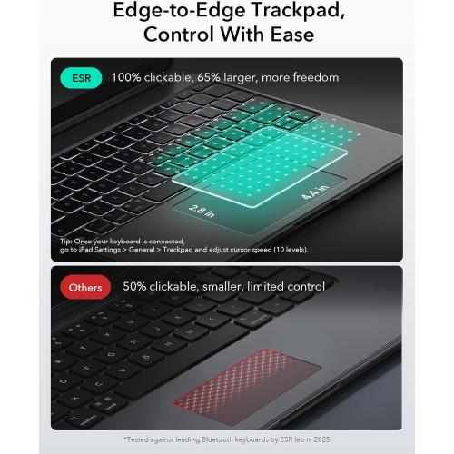 ESR for iPad Pro 13 Case with Keyboard (M5/M4, 2025/2024), Magnetic Detachable Keyboard, Portrait/Landscape Modes, Large Click-Anywhere Trackpad, Backlit Keys, Shift Series, Dark Gray