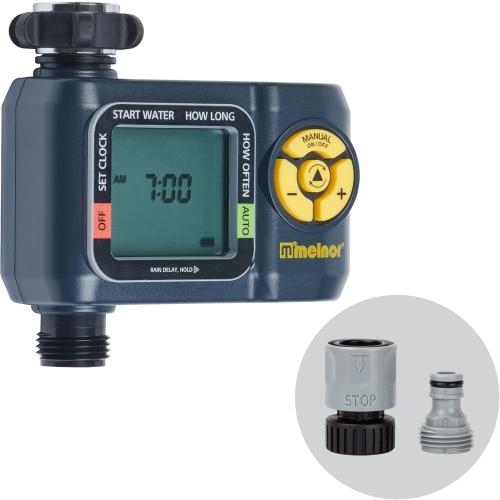 Melnor 65138AMZ AquaTimer Digital Hose Timer, 1-Zone Timer, QuickConnect Bundle, Black, Yellow