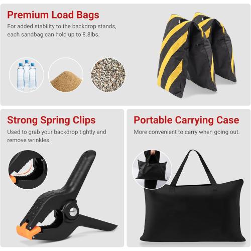 JSungo 10x8.5 FT Backdrop Stand for Parties, Adjustable Photo Backdrop Stand Kit with Carrying Bag, Portable Background Stand Backdrop for Wedding, Photoshoot, and Photo Studio