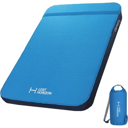 Size Full LOSTHORIZON Air & Foam Camping Mattress, Self-Inflating Sleeping Pad, 3 Thick, with Pump Sack, Full