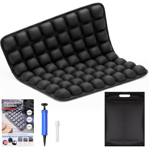 Travel Cushion - 3D Inflatable Pressure Relief Airplane Seat Cushion for Long Flights, Sciatica & Tailbone Pain Relief, Portable Foldable for Car, Office, Wheelchair