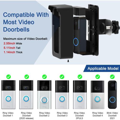 All-New Anti-Theft Blink Doorbell Mount, No Drilling Blink Video Doorbell Camera Mount Compatible with Blink Newest Doorbell Camera 2nd Gen (Old Camera Mount)