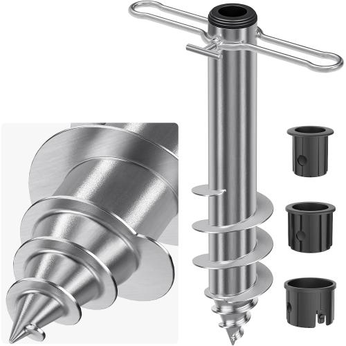 Dolibest Beach Umbrella Sand Anchor, Heavy-Duty Steel Beach Umbrella Holder with 3 Sleeves (Fits 1-2 Poles), Windproof Beach Umbrella Stake, Fully Welded Spiral Base Design for Ultimate Stability