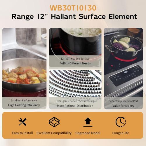 UPGRADED WB30T10130 12 Dual Haliant Surface Element Replacement for GE Stove, AP4344395 12/9 Dual Radiant Surface Element, PS2321564 12 inch Burner Replace AH2321564 1474216