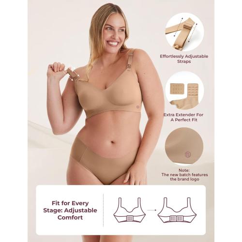 Momcozy Nursing Bras for Breastfeeding, YN21 Seamless Ultra Comfort Maternity Bra, Natural Shape, Pregnancy Sleep Bralette xl