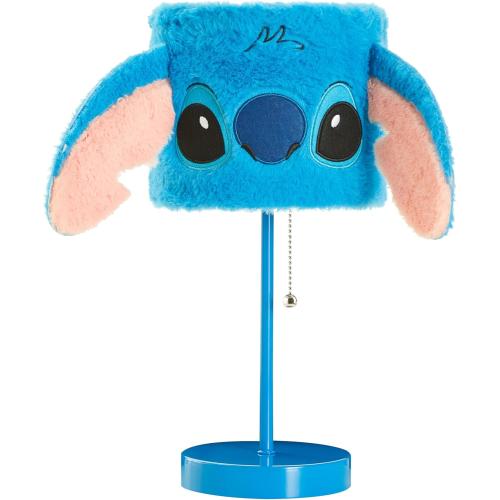 Disney Stitch Plush Table Lamp,15.5 Figural Lamp with Soft Shade & Pull Chain,Kids Bedroom or Nursery Nightstand Light,Blue