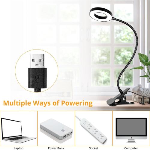 Desk Clip on Lamp for Reading Home Office, 10 Dimmable Brightness 3 Modes, Clamp Light for Bed Headboard