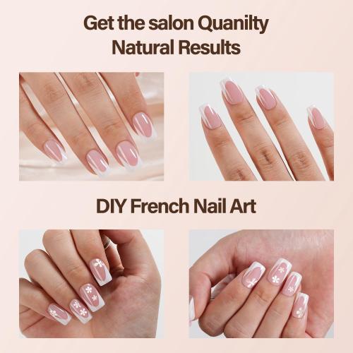 Vansiho Deep French Gel Nail Tips, 150Pcs Short Square Nail Tips, Pink Soft Gel French Tips Press on Nails, Fake Nails for Nail Art DIY 15 Sizes