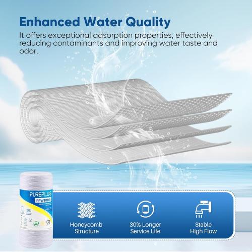 PUREPLUS 5 Micron 10 x 4.5 Whole House Water Filter for Well Water
