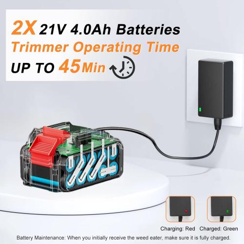 Electric Weed Wacker Cordless Weed Eater Battery Powered with 5 Types Blade, 3 in 1 Cordless Grass Trimmer/Brush Cutter with 2X 21V 4.0Ah Batteries for Lawn, Garden