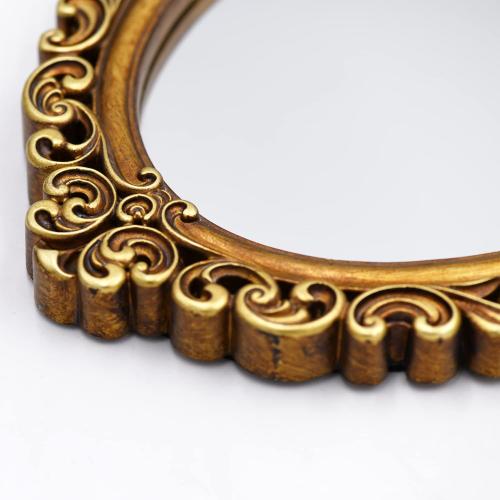OIGUMR Oval Small Wall Mirror Mirror Vintage Hanging Mirrors for Bedroom Living-Room Dresser Decor (Gold, Frame Size：12 x 8.3 inch)
