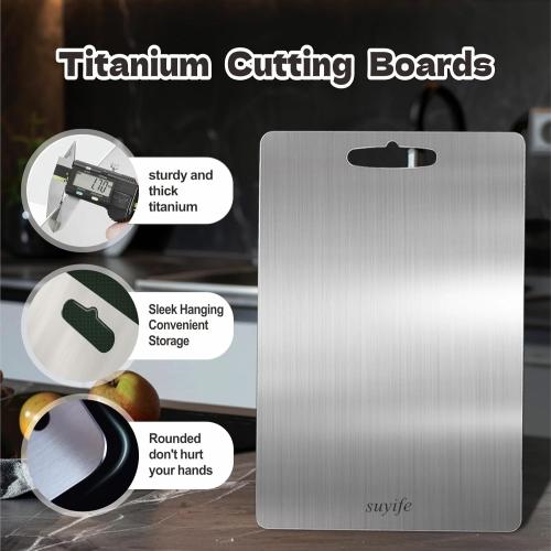 Set of 3 Titanium Cutting Board Set of 3,100% Pure Titanium Cutting Boards for Kitchen, 2025 New Double Sided Food-Grade Chopping Board for Cutting Meat Vegetable Fruit