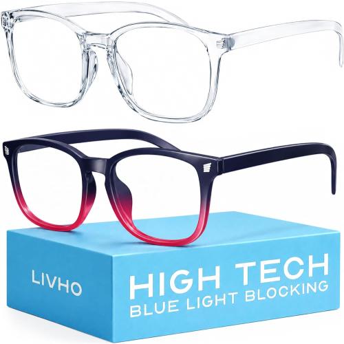 livho Blue Light Blocking Glasses, Computer Reading/Gaming/TV/Phones Glasses for Women Men,Anti Eyestrain & UV Glare