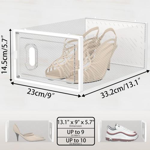 Shoe Storage, 12 Pack Shoe Organizer for Closet, Shoe Boxes Clear Plastic Stackable Shoe Containers with Lids for Size 10