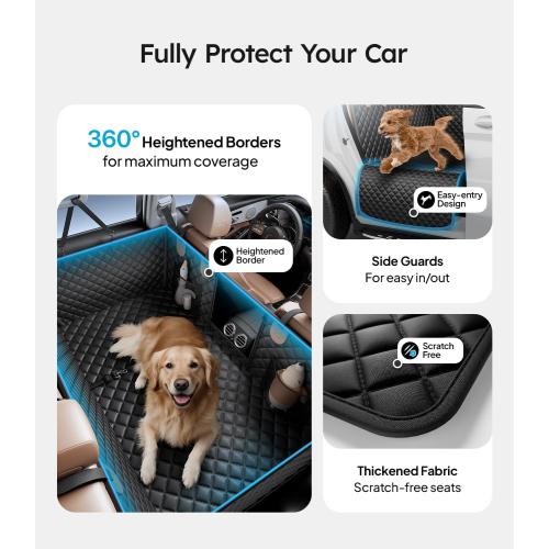 Wigoo 2025 Upgrade Dog Truck Seat Cover for Back Seat [400lbs Hard Bottom, Heavy Duty Material] Anti-Scratch Waterproof Backseat Pet Extender Hammock for Car, Fits Large Sedan SUV Truck Van, Size XL