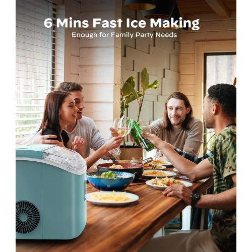 Nugget Ice Maker Countertop, Pellet Ice Machine with Self-Cleaning Function, Produces 33 lbs of Chewable Ice in 24 Hours, Sonic Ice Maker Perfect for Home Kitchens and Offices, Green