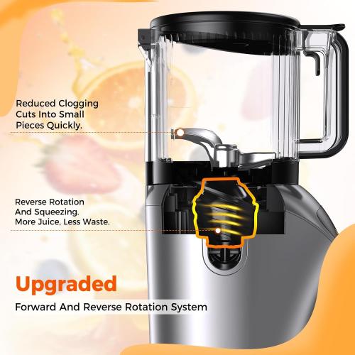 Juicer Machines with 6.5 Large Chute,4-in-1 Cold Press Juicer for Whole Vegetables Fruits,AC Motor,120oz Large Capacity, Makes Juice,Nut Milk & Sorbet,Premium Gray,Easy to Clean.(Advanced Space Gray)