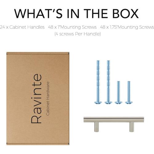 Ravinte 24 Pack 5 inch Kitchen Cabinet Handles Cabinet Pulls Brushed Nickel Stainless Steel Kitchen Drawer Pulls Cupboard Handles 3 Hole Center