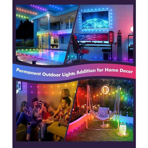Permanent Outdoor Lights for House, 300ft Smart RGB Eaves Lights App Control Remote, DIY IP67 Waterproof Under Eave Lighting, Outside led Lights for House,Party,Christmas Decorations