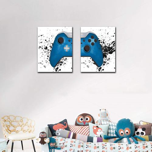 Gaming Artwork Gamer Canvas Wall Art Race Game Room Poster Prints Gamepad Posters Wall Pictures Canvas Painting Artwork Gaming Decor for Boys Room Gamer Decor Video Game Wall Art 16x24Inchx2 Unframed