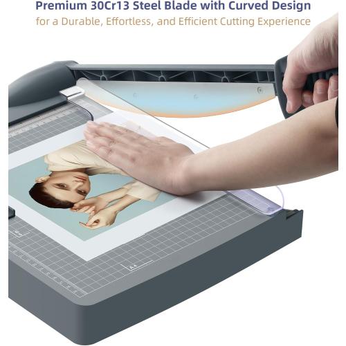 Firbon 12 Inch Guillotine Paper Cutter, Heavy-Duty Paper Trimmers, Gray | 30-Sheet Capacity | Inch &CM Scales | Paper, Cardstock & Photo Trimming | Scrapbooking Crafts | Office, Home & Studio Use