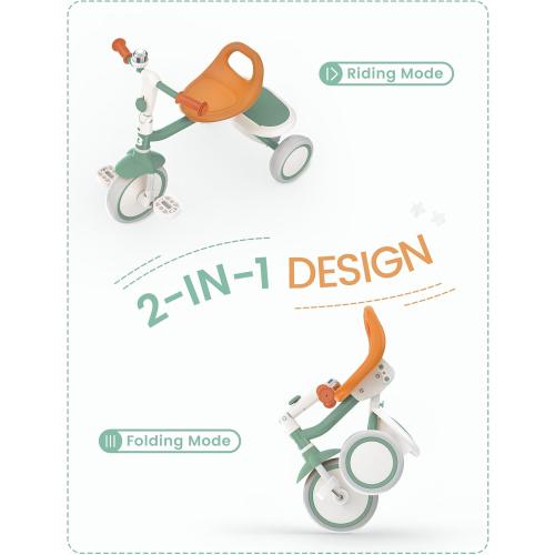 besrey Toddler Tricycle with Bell, Kids Tricycle Age 18 Months to 5 Years, Kids Trike, Toddler Bike for 2-5 Year Olds, Baby Trike, Gifts & Toys for Boys & Girls, Green