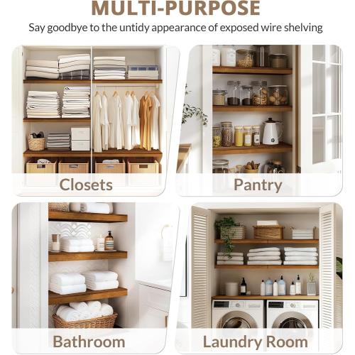 Gashell Wire Shelf Covers, Bamboo Wire Rack Covers for Pantry, Closet (4pcs, 22 W x 16 D)