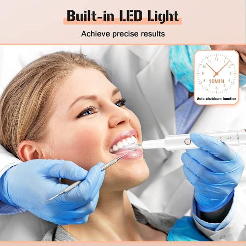 Plaque Remover for Teeth, Electric Tooth Cleaner Tartar Remover for Teeth with LED Light,4 Modes Rechargeable Teeth Cleaning Kit with Dental Tools, 2 Replaceable Heads (White A)