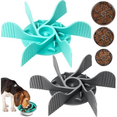 2 Pcs Dog Bowl Slow Feeder Insert, Cuttable Slow Feeder Dog Bowl Insert with Strong Suction Cups, Cat Dog Feeding Supplies, Slow Feeder for Most Dogs Bowl or Dogs Dish