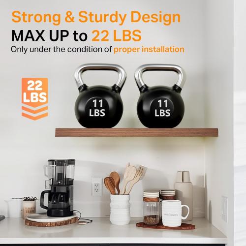 BAYKA Floating Shelves for Wall, Wall Mounted Rustic Wood Shelves for Bathroom, Bedroom, Living Room, Kitchen,Small Hanging Shelf for Books/Storage/Room Decor (Walnut-Like, Set of 3, 15.7in)