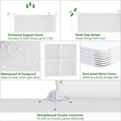 C&AHOME Cube Storage Organizer, 4-Cube Shelves Units, Closet Cabinet, DIY Plastic Modular Book Shelf Ideal for Bedroom, Living Room, Office, 24.8 L x 12.4 W x 24.8 H Milky UPCS04M
