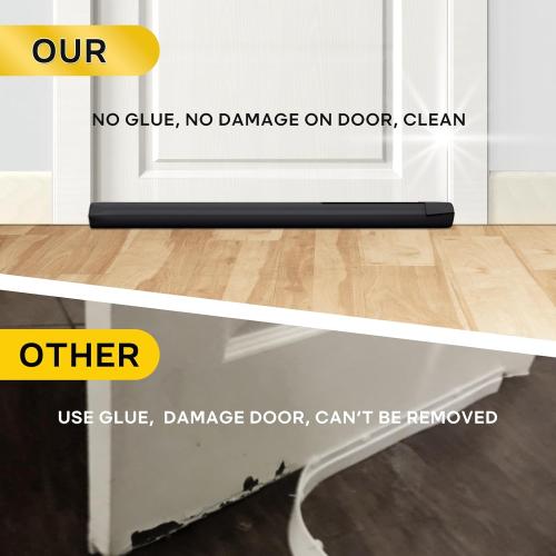 Comfyanno Under Door Draft Stopper - Bottom Door Gap Filler & Seal - Windproof Door Cover - Fits 30” to 36” Door - Block Noise, Sound, Bugs, Hot Air, Wind - Easy Install Draft Blocker - Black