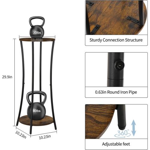 YINMIT Plant Stand Indoor,2 Tier Round Potted Holder Rack,Flower Pot Stand Shelf,Round Supports Rack,Corner Plant Shelf for Balcony Garden Patio Living Room,Brown