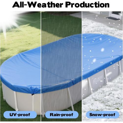16x10 FT Oval Pool Cover for Above Ground Pools,Solar Oval Pool Cover Protector with Drawstring for Cold and UV Resistant,Dustproof -All-Weather Protection(Blue)