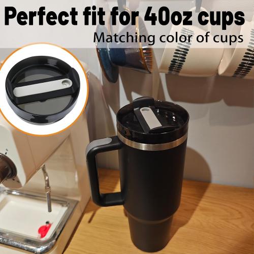 40 OZ Tumbler Lid Replacement Fit for Stanley Cup, 2 Pack Clear Replacement Lids Fit for Stanley Travel Tumbler, Spill Proof Tumbler Covers for Stanley Cup Accessories (Opaque - Black)