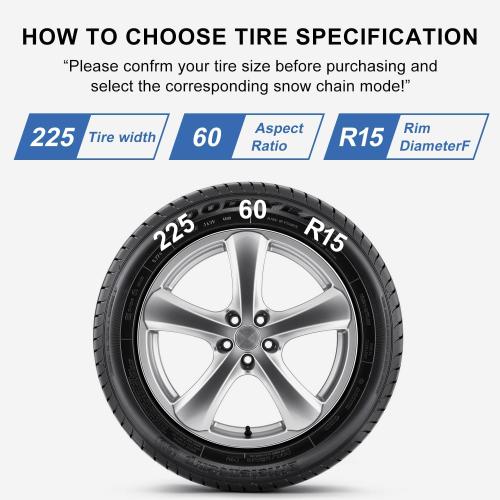 Auto Snow Chains Tire Chains For Cars Suv Pickup Trucks - Tightening 1Min Quick Install Tire-Chains, Reusable Emergency Tire Chains for Snow & Ice Traction (HKN170)