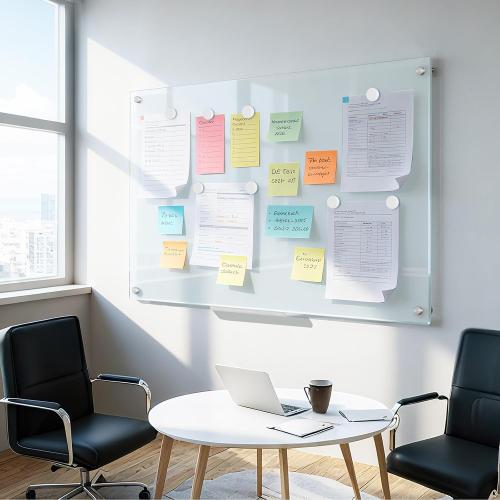 Tempered Glass Whiteboard 24 x 18 Magnetic Glass Dry Erase Board | (2’ x 1.5’) Small Wall Mounted Glass White Board with Acrylic Pen Tray for Office, Home, School