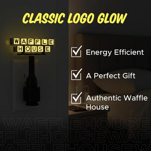 Waffle House Plug-in Night Light – Classic Logo Glow Inspired by The Iconic Restaurant for Hallways, Bedrooms & Retro-Waffle Lovers